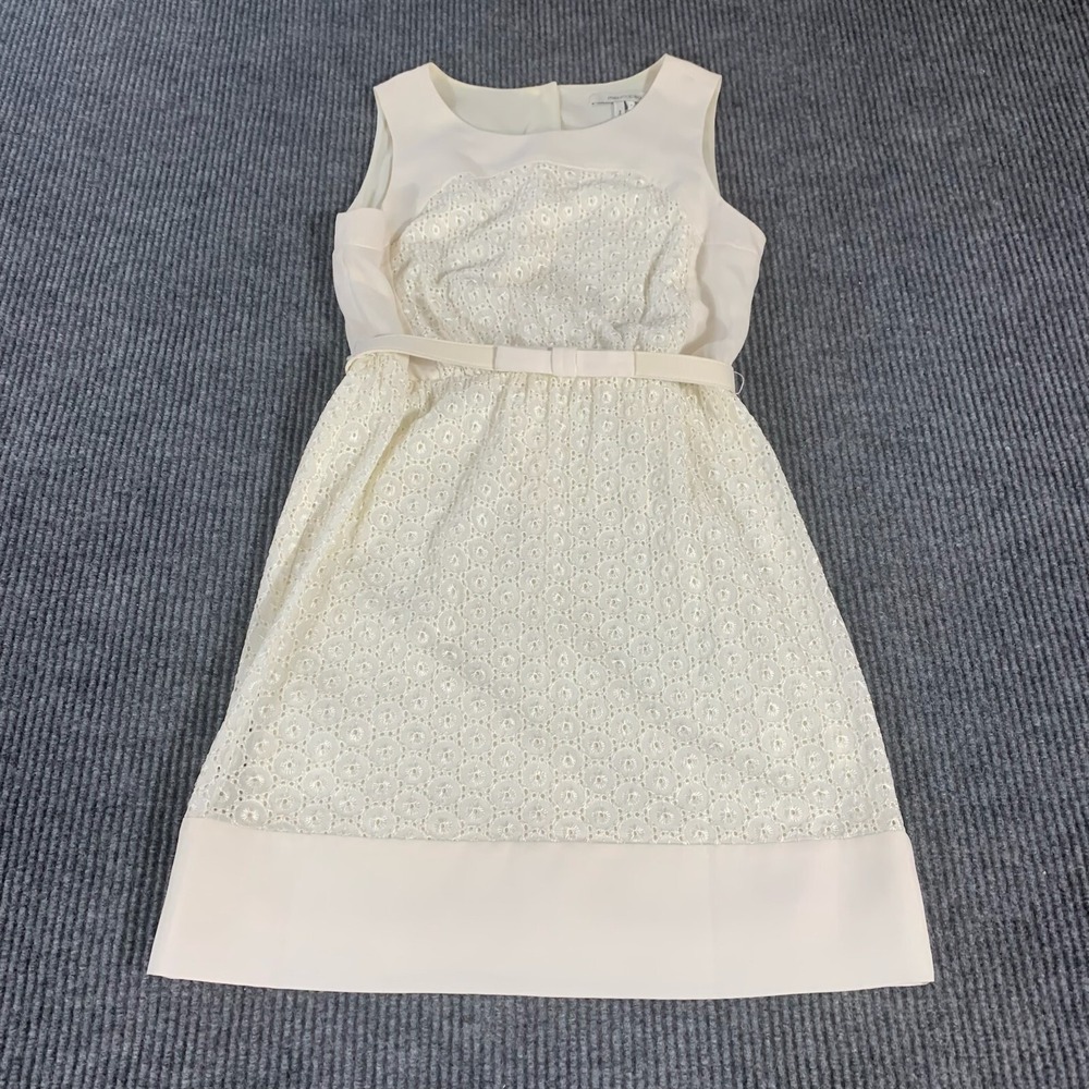 Max And Cleo Dress Womens 4 White Floral Sleeveless Belted Wedding Chic Coastal